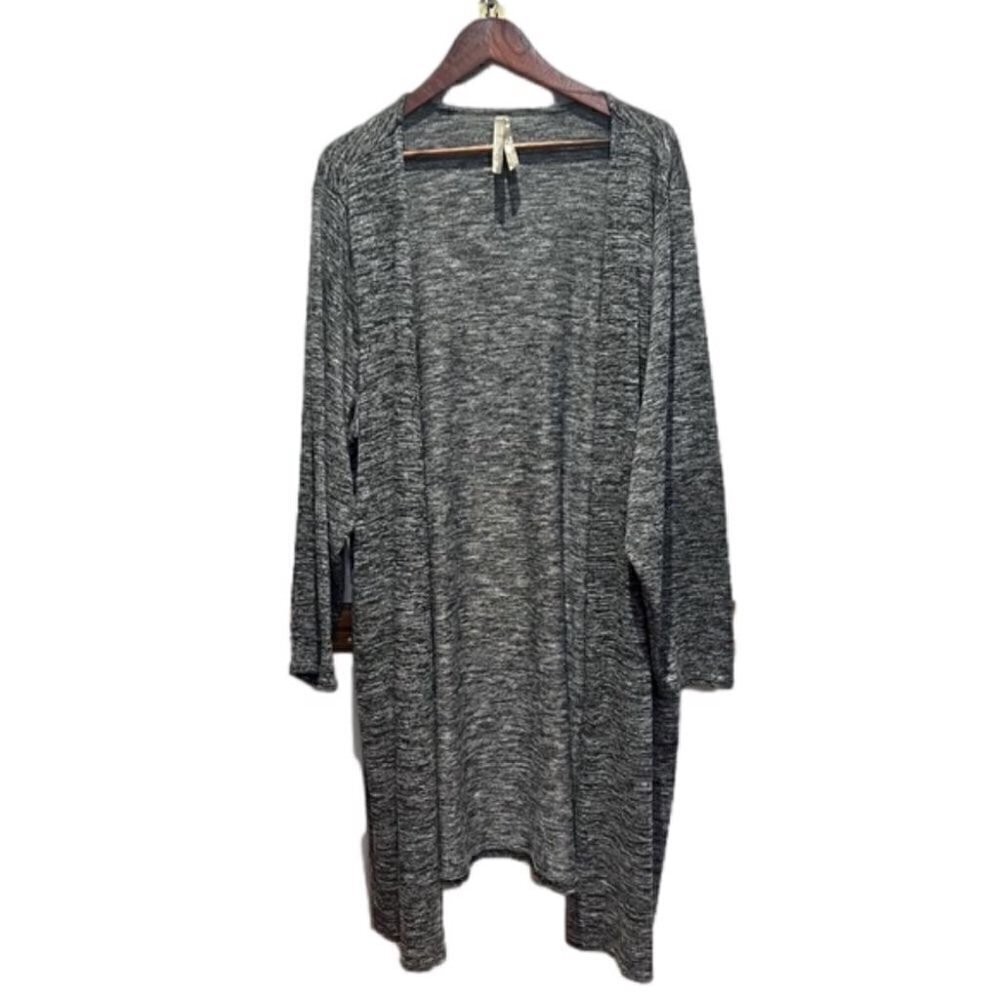 Pennington’s 4X Plus Size Grey Black Long Length Lightweight Cardigan, Preloved